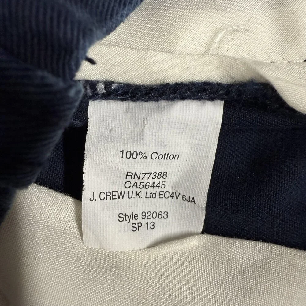 J.Crew Nautical Anchor Embroidered Chino Shorts Mens 31 Preppy Navy Blue Coastal